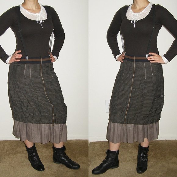 NEW RARE Cop Copine Peasant Dress Outfit M 8 Skirt Suspenders 3pc Boho Steampunk - Picture 7 of 13
